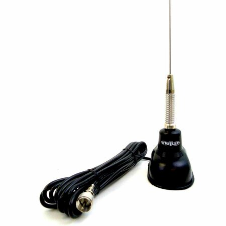 HUSTLER 44 in. Trunk Lip Mount CB Antenna with Spring 17 ft. Cable, Black IC11S-B